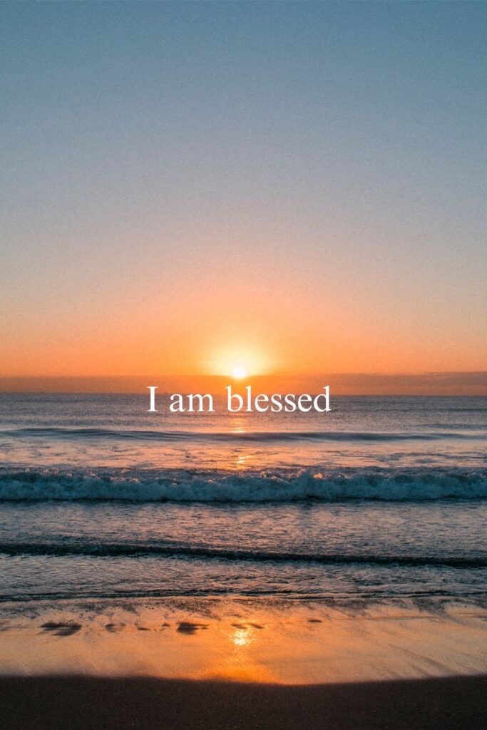 zons ondergang met tekst 'im blessed'